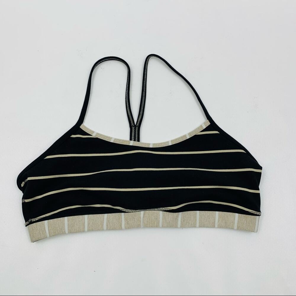 Lululemon Black Cream Striped Sports Bra - Picture 6 of 9
